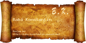 Bakó Konstantin névjegykártya